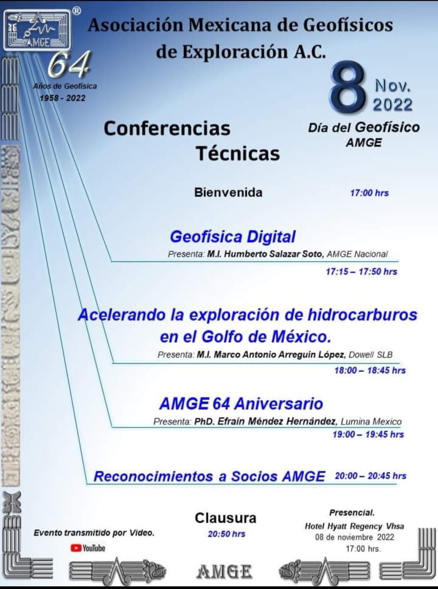 #DíaDelGeofisico en México!! 🇲🇽😎😋

Síguelo en vivo desde nuestro canal de YouTube: AMGE NACIONAL 

<a href="/UGeofisicaMex/">Unión Geofísica Mexicana</a> <a href="/SSNMexico/">Sismológico Nacional</a> <a href="/IIUNAM/">Instituto de Ingeniería</a> <a href="/InstGeolUNAM/">Instituto de Geología, UNAM</a> <a href="/GeofisicaUNAM/">Instituto de Geofísica, UNAM</a> <a href="/MGeofisica/">Museo de Geofísica UNAM</a> <a href="/igp_peru/">Instituto Geofísico del Perú</a> <a href="/GeofisicosUO/">Geofisica UO</a> <a href="/IGecuador/">Instituto Geofísico</a> <a href="/sagfi/">SAGFI & SEG-AMGE UNAM Student Chapter</a> @Geofisicv