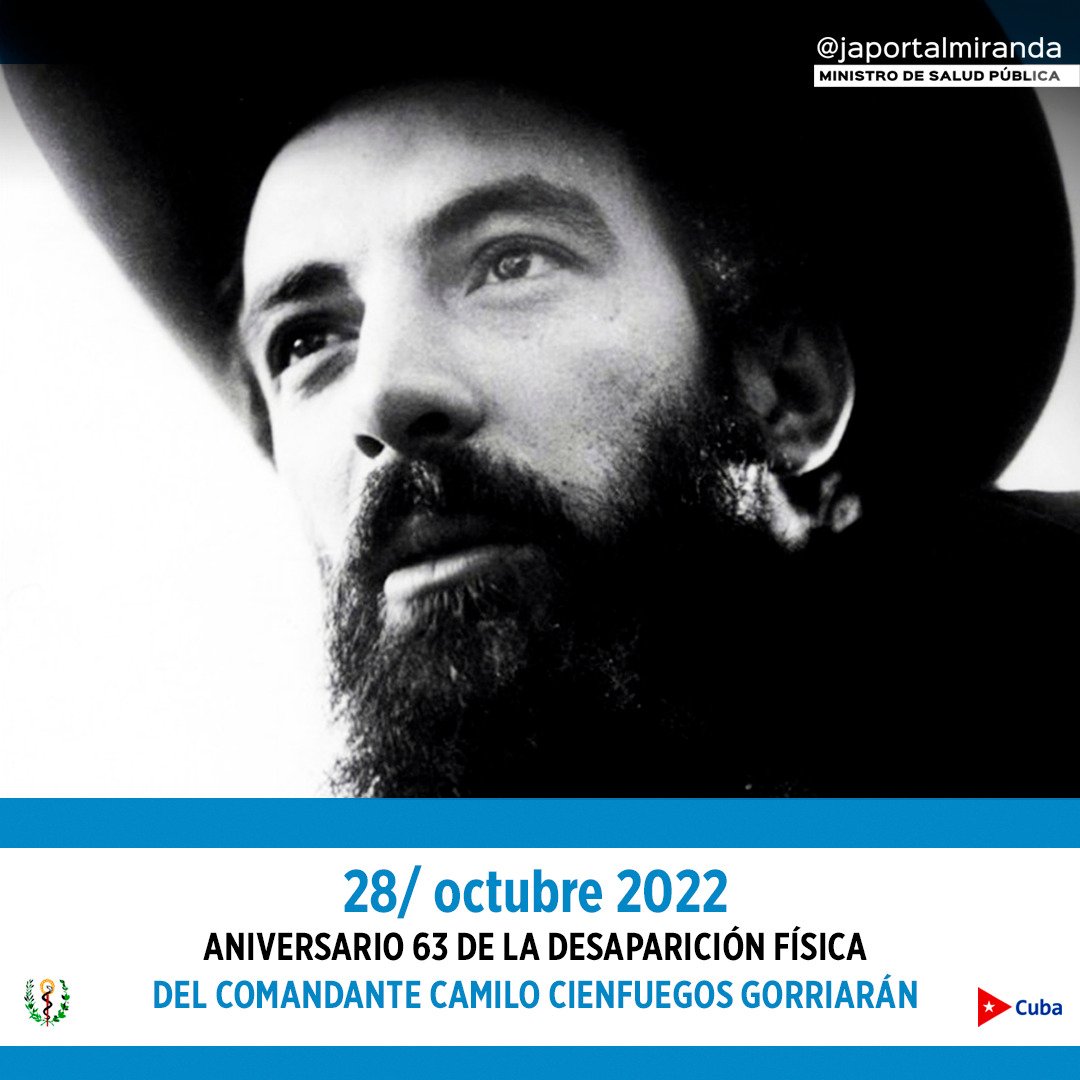 japortalmiranda's tweet photo. #Camilo nos dejó una estela de ejemplo, honor e historia que los cubanos tenemos el deber de salvaguardar hoy y siempre.

Hagamos de sus ideas también bandera para defender, desde la nobleza y la entrega sin límites, la dignidad de nuestro pueblo.

#CamiloVive 🇨🇺 https://t.co/37o5Ih3U1b