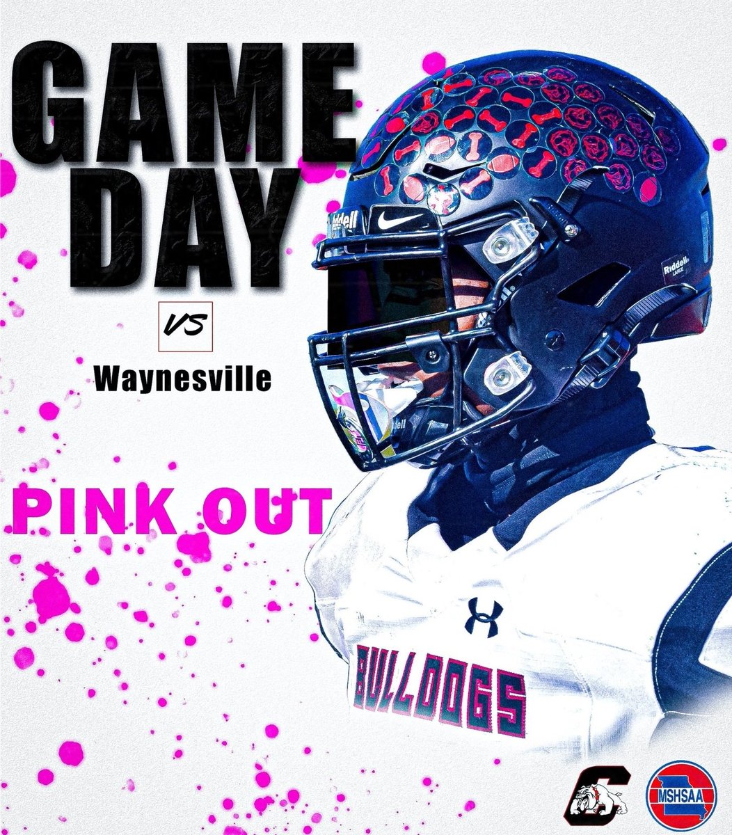 TONIGHT! District Quarterfinals at Harrison Stadium

Central Bulldogs vs Waynesville Tigers

In solid support of everyone and their families that has been affected by cancer, including the Bulldog Family, it's a  #CHSPinkOut!

HS &amp; Adults $4, K-8 $2. HS students MUST wear ID