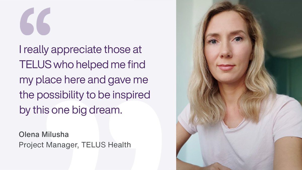 Fellow <a href="/TELUS/">TELUS</a> team member, Olena and her family came to Canada from Ukraine. Everything was new, but she was grateful to find a career through <a href="/TELUSHealth/">TELUS Health</a>. #TeamTELUS
