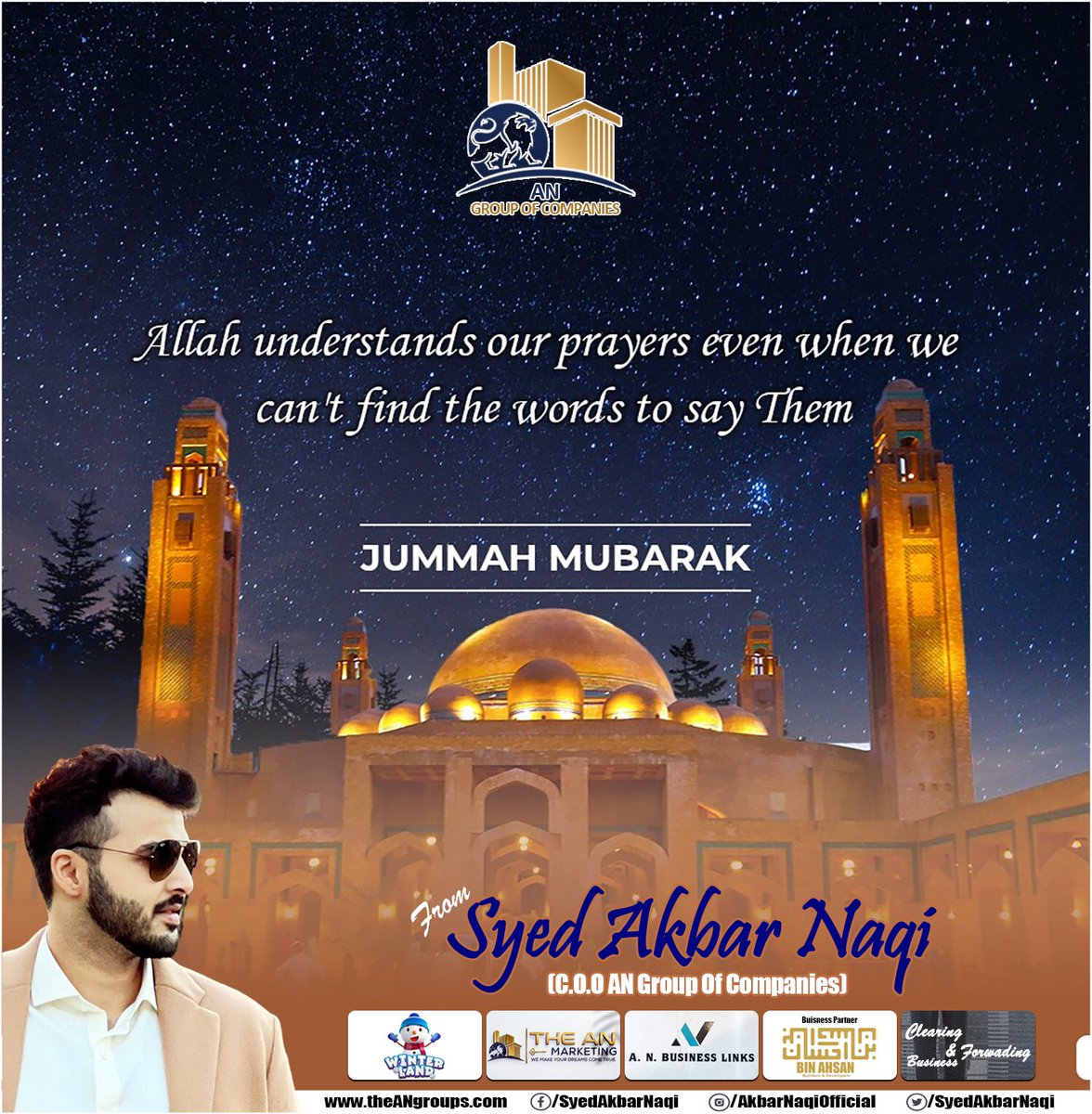 SyedAkbarNaqi's tweet photo. Allah Understands Pur Prayers Even When We Can’t Find The Words To Say Them..
Jumma Mubarak ❤️🤲😇
- Syed Akbar Naqi
========================
AN Group Of Companies
========================

Tags:
#AkbarNaqi #AN #TheANMarketing #TheANAssociates #TheANProjects #ANGroupOfCompanies https://t.co/M2sv9DqCCO