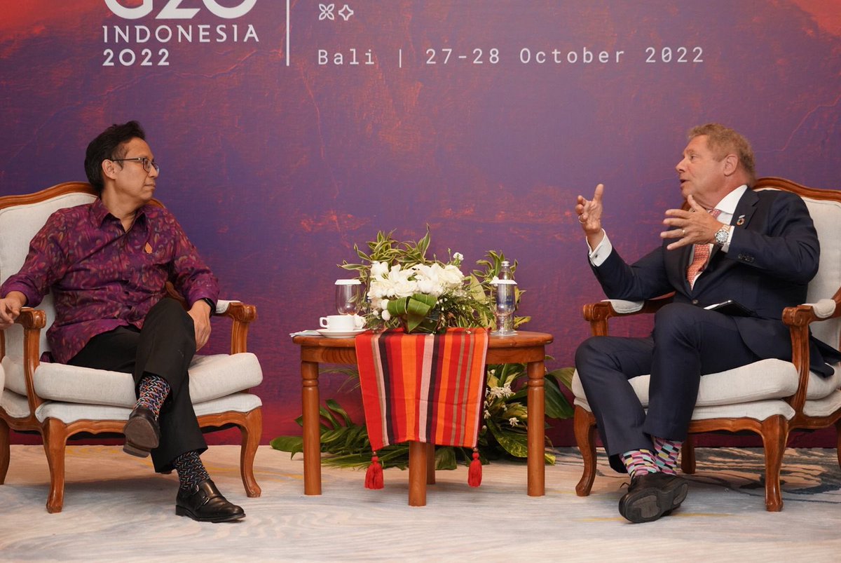 Despite extremely difficult global health circumstances, Indonesia has risen to meet the challenges of the #COVID19 pandemic & other threats during its presidency. I was glad to congratulate @KemenkesRI’s Minister Budi G. Sadikin for his leadership on the @g20org heath agenda