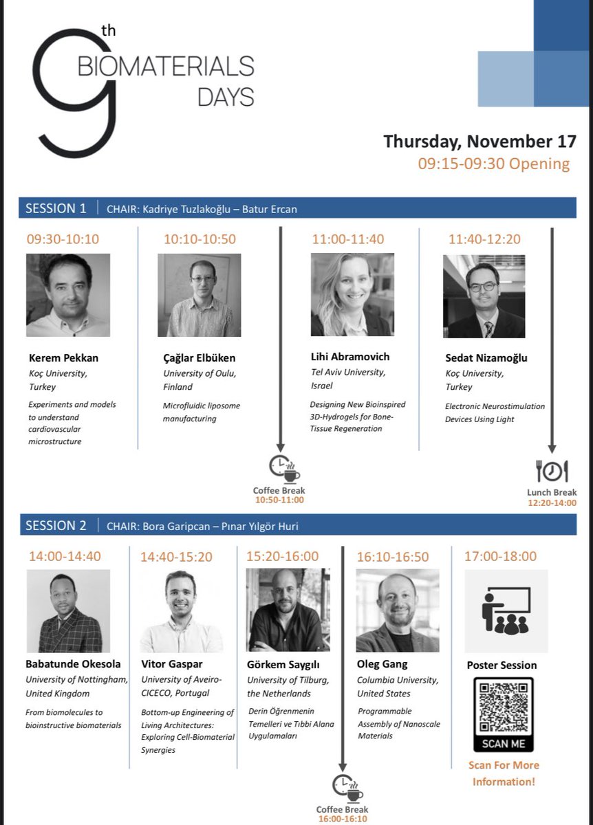 9. Biyomalzeme Günleri. Biyomalzeme alanına ilgi duyan herkesi bu güzel toplantıya bekliyoruz. Ücretsiz kayıt için QR kodunu okutabilirsiniz. #biyomalzeme