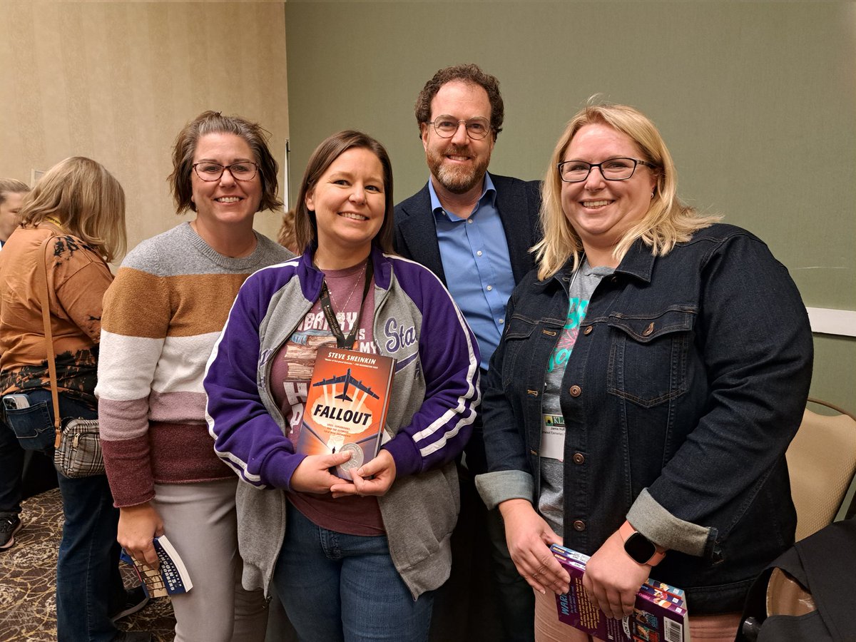 3 of our district Librarians attended the KLA conference in Wichita on Oct. 27-28. They learned so much great information and got to meet author Steve Sheinkin! He writes nonfiction books for middle grades. What a great experience! #305GrowsGreatness #305Libraries #KLA #KASL