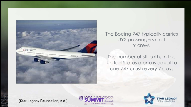 DONAIntl's tweet photo. The number of stillbirths in the US is equal to one 747 plane crash every 7 days. #DONASummit #DONA22 #Stillbirth #pregnancyloss https://t.co/MCY1g5fdas