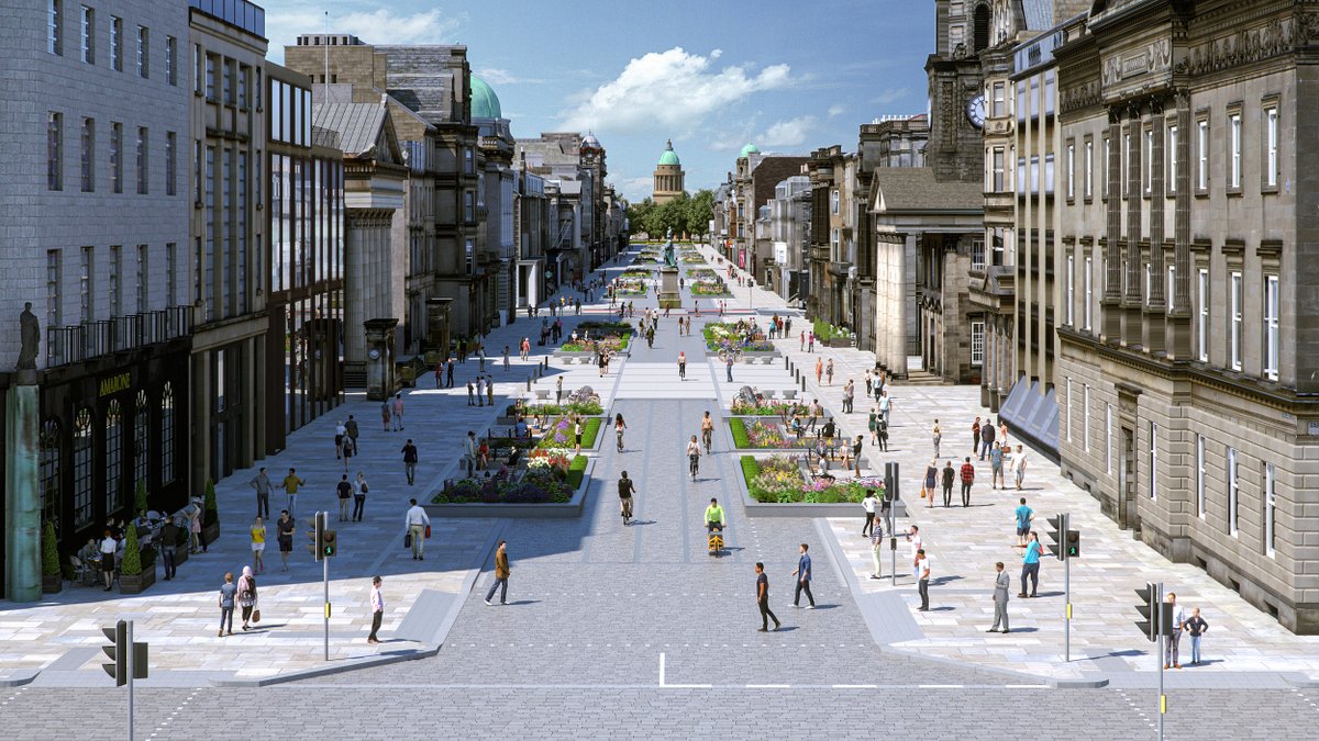 Edinburgh_CC's tweet photo. Brand new images of how a transformed George Street could look are now live - take a look! The latest design stage has been reached in the project to create a people-friendly area, where people can walk, cycle, shop and spend time. Find out more 👉 https://t.co/H2SK3OaGwg https://t.co/XYqwpubzix