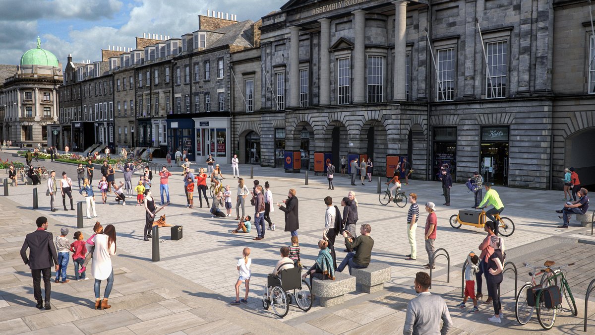 Edinburgh_CC's tweet photo. Brand new images of how a transformed George Street could look are now live - take a look! The latest design stage has been reached in the project to create a people-friendly area, where people can walk, cycle, shop and spend time. Find out more 👉 https://t.co/H2SK3OaGwg https://t.co/XYqwpubzix
