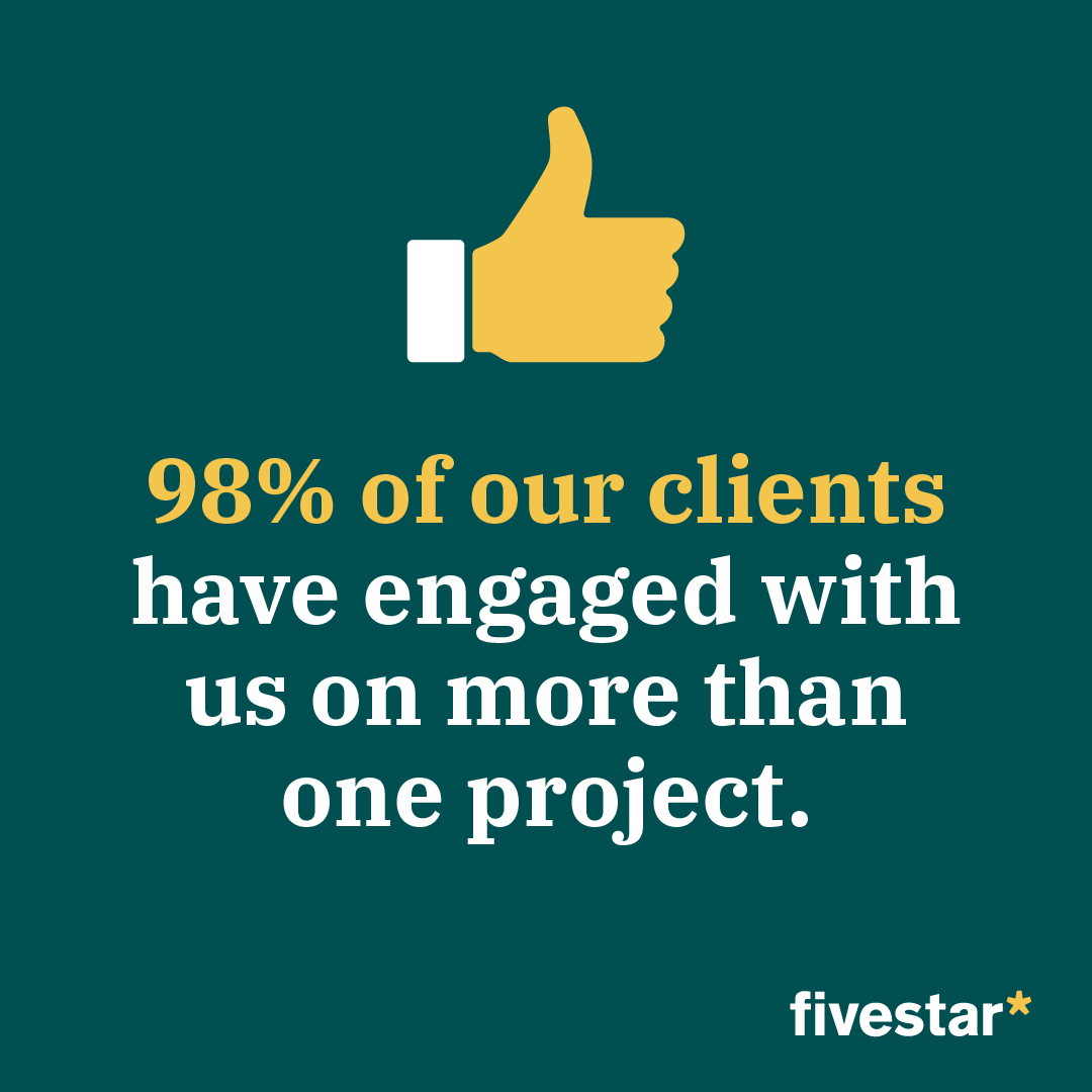 We are privileged to get to work with so many familiar faces!  Keep us in the loop with your current challenges, and we'll focus on creating the right solution for your business. fivestardev.com