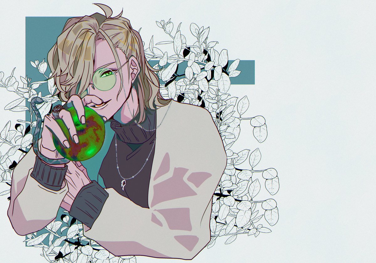 male focus 1boy solo jewelry necklace fruit blonde hair  illustration images