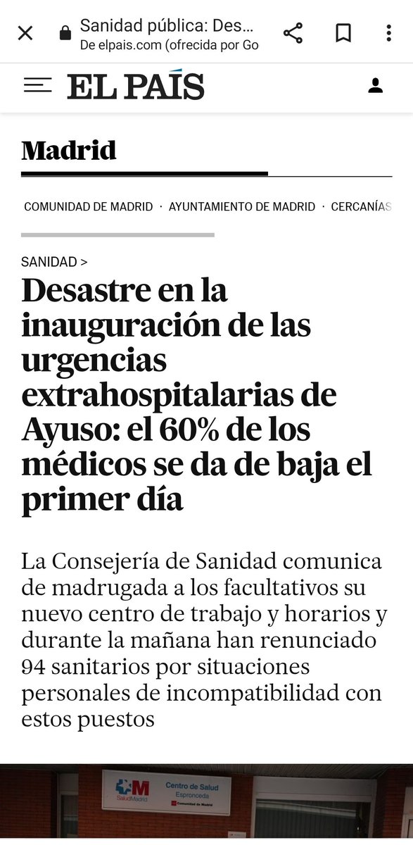 Os acordáis de cuando los sindicalistas boicoteaban el Zendal? Ahora se ponen enfermos el 60% de los médicos de urgencias... La sanidad pública. Muy mala Ayuso... Sin comentarios.