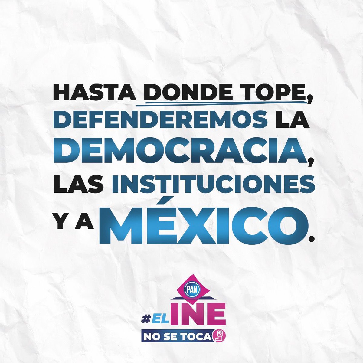 🔵⚪️ En @AccionNacional y desde #Guanajuato, daremos la batalla hasta donde tope, con argumentos y convicción, en defensa de nuestra democracia nacional. Lo decimos fuerte y claro: ¡#ElINENoSeToca! 👊🇲🇽