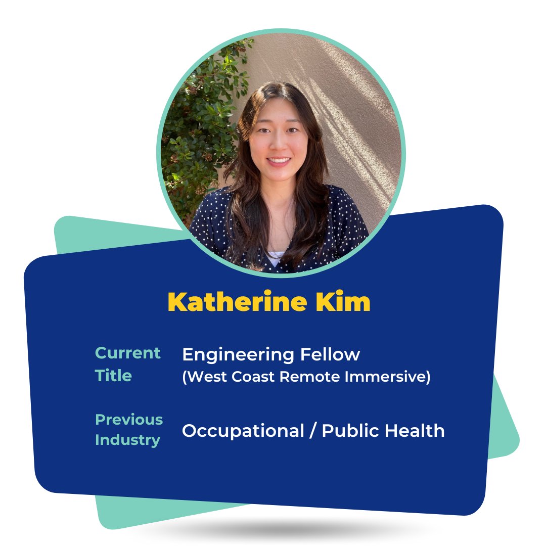 codesmith_'s tweet image. Meet Katherine Kim - a West Coast Remote Immersive Engineering Fellow!

Engineering Fellows are #Codesmith alums who provide academic support and mentorship to current residents. Mentorship plays a big role in the Codesmith community.

Learn more: learn.codesmith.io/3WdnQtj
