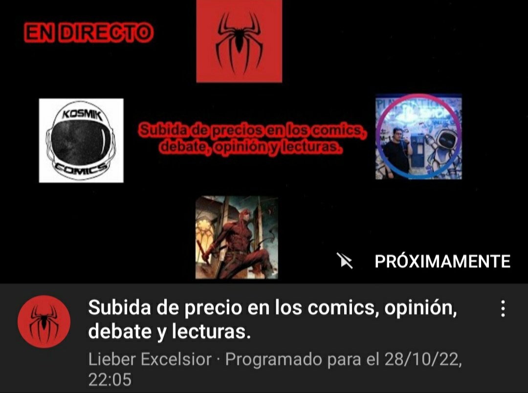 🚨⬇️Esta noche a las 22:05 en directo con <a href="/KosmikC/">Kosmik Cómics</a> : <a href="/Hattydica/">Hattydica</a> <a href="/Elemento_H_/">Elemento H</a> @DavidGarciaINK1 y <a href="/AmazingMurdock/">Friendly Neighborhood Gabri</a> @gullon1995 comentaremos la subida de precio de los comics y nuestras lecturas.

🚨⬇️
youtu.be/sgxYbVym5hg⬅️🚨