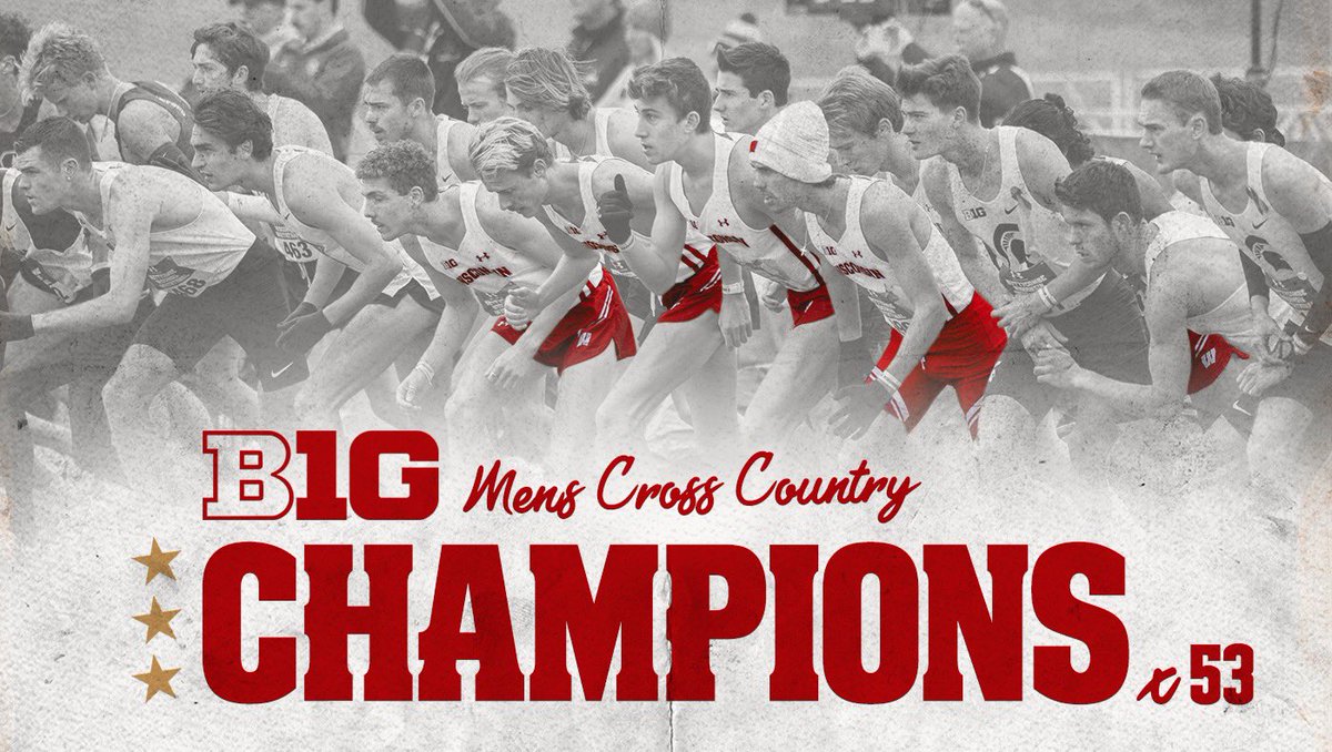 Crown 'em!👑 For the 53rd time in program history, the #Badgers are @BigTen Men's Cross Country Champions! #OnWisconsin