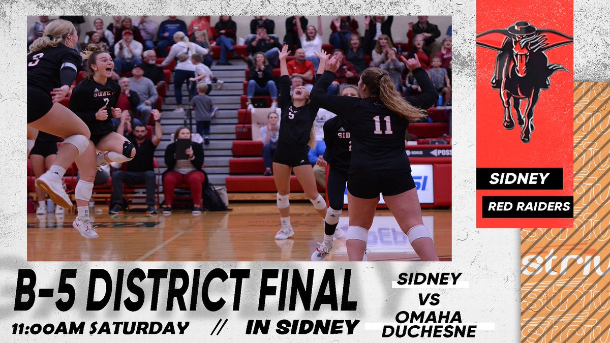 SidneyRaiders's tweet photo. Come out and Join us to watch some District Championship Volleyball! B-5 Final between @SidneyRaiderVB and visiting @duchesneacademy for a chance at the state tournament! If you can't make it then watch on our Striv Channel! https://t.co/LwVH5Zz9Fw https://t.co/Dc8r4HOzj4
