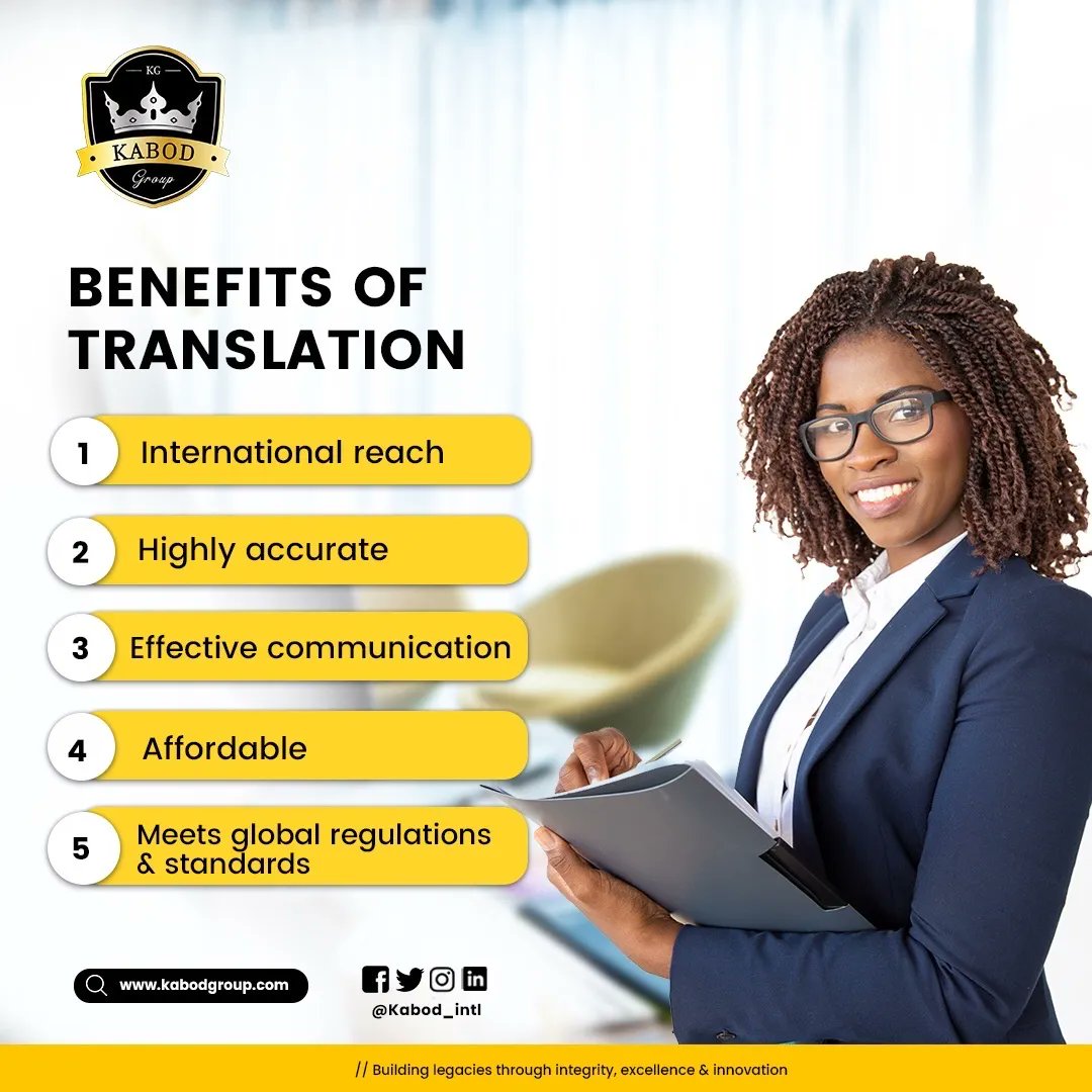 Kabod_Intl's tweet photo. You’ve seen many translators talk about translation, the different documents and languages they can translate. But do you know WHY it is important or how it can benefit you?

Here are some benefits of translating your documents to other languages.

#languages #translation https://t.co/f6MhaAWrzx