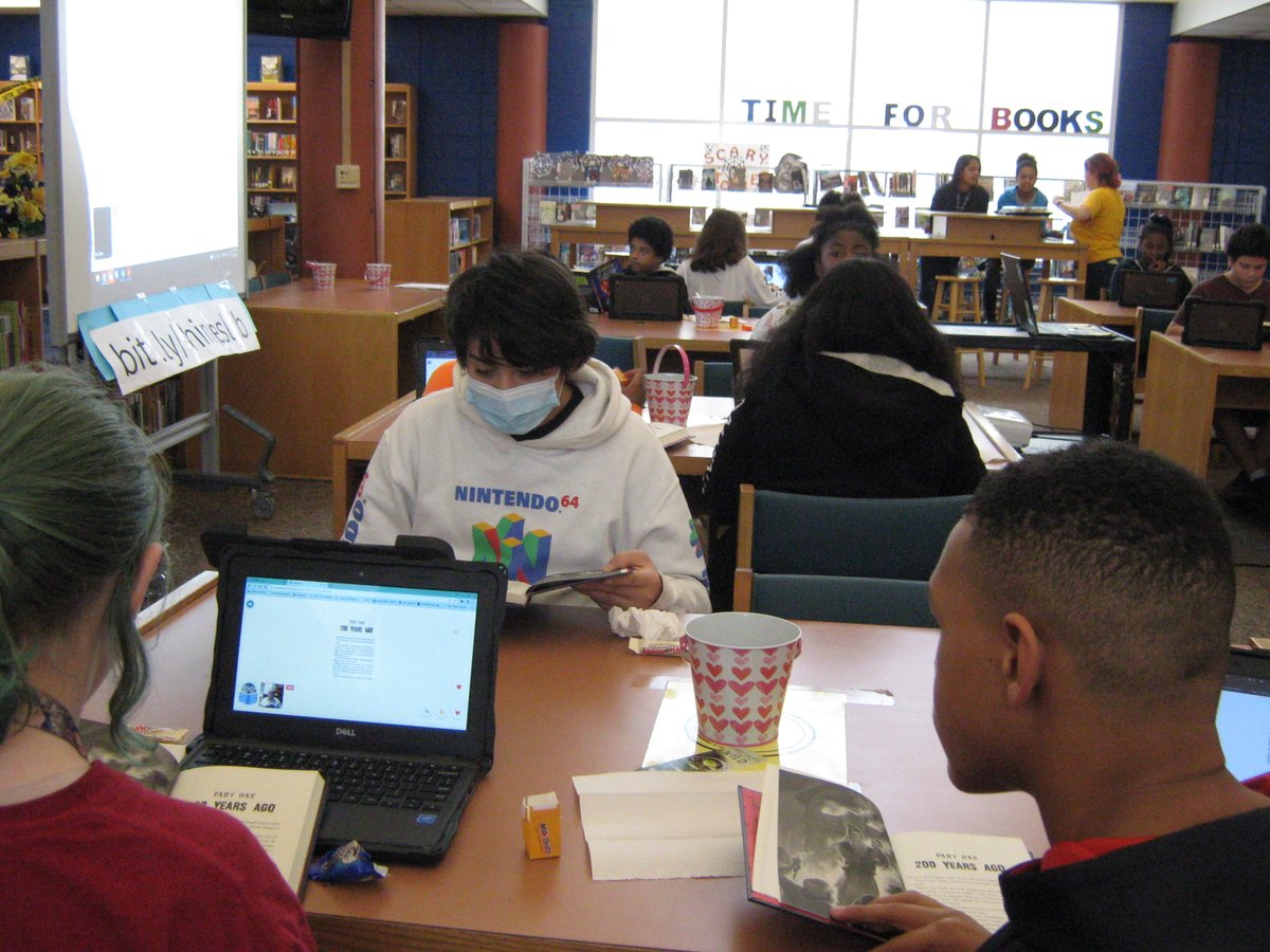 <a href="/HinesSpartans/">Hines Middle School</a> Students attended a PBIS event in the Hines Library in a webinar with R L Stine and received his new book "Slappy Beware!" #HinesIsWhereTheHeartIs