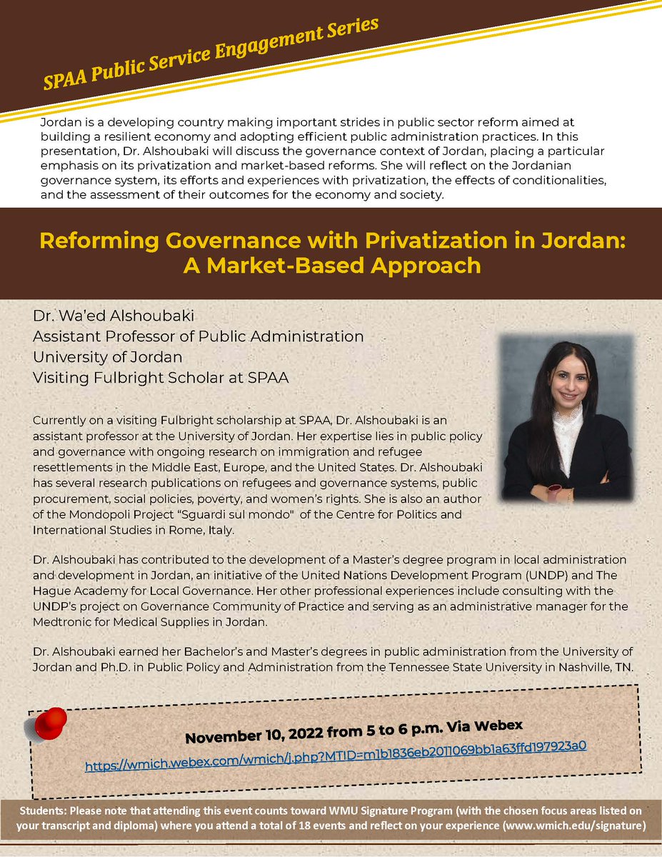 WMUSPAA's tweet image. For link to presentation go to wmich.edu/spaa/events