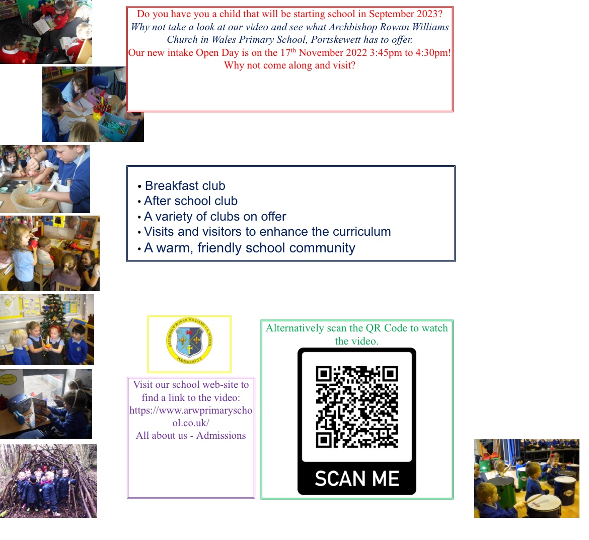 ARWPrimary's tweet photo. Is your child starting school September 2023? If so, ARW are having an Open Day visit! Please see below for more details! We look forward to seeing you there! #arwprimary #receptionopenday #newintake #september2023 #portskewett https://t.co/9RNcODr3Oj