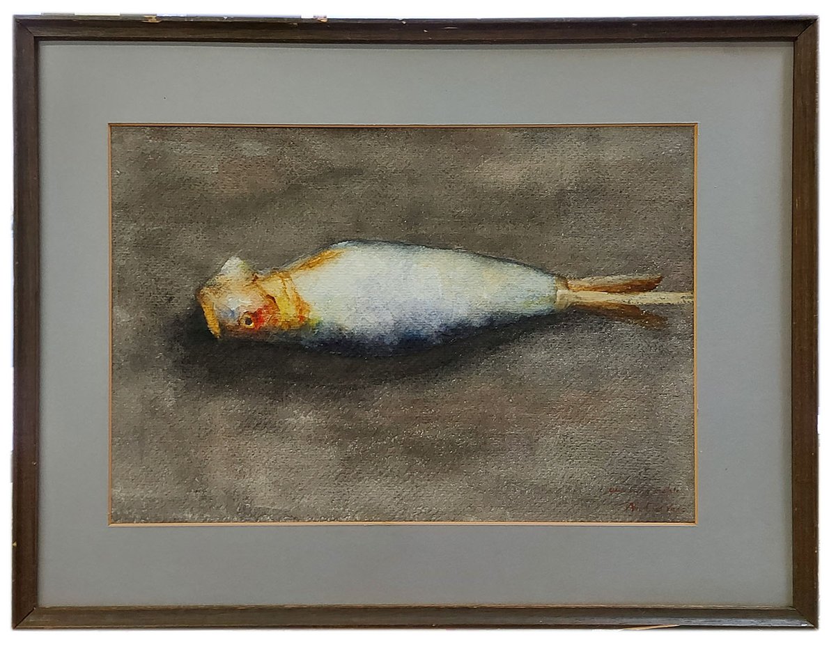 BelgianBe's tweet photo. Vroeger, toen de dieren nog konden spreken was het Vrijdags Visdag, vandaar vandaag dit toepasselijk kunstwerkje van de Antwerpse kunstenaar Walter Vaes (Borgerhout 1882 - 1958 Antwerpen).

#belgianart #belgischekunstenaar #belgianpainting #belgischekunst #belgianartist https://t.co/FQRYdbm7hS