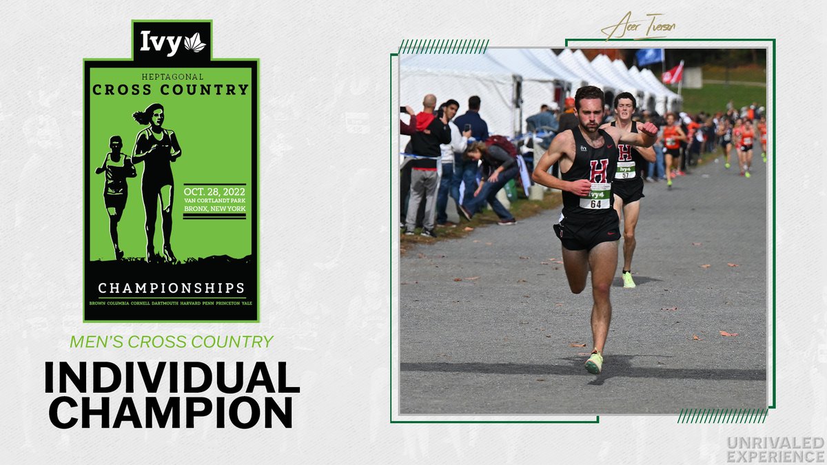 THE TASTE OF GOLD. @HarvardTFXC's Acer Iverson is your Ivy League Men's Cross Country Champion clocking a time of 23:59.3! 🌿🏃
