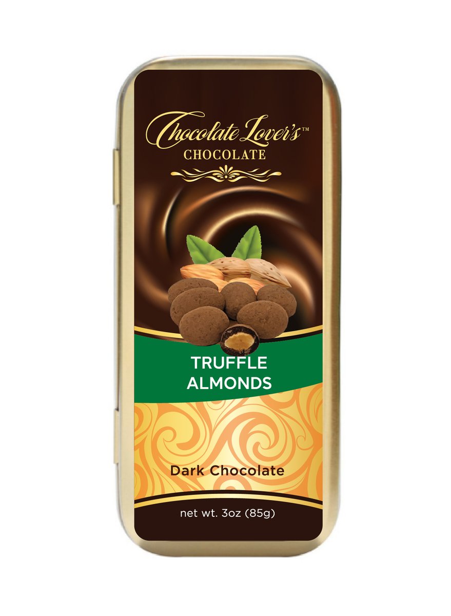 Introducing: Dark Chocolate Truffle Almonds - 3oz Tin - sfchocolate.com/dark-chocolate…