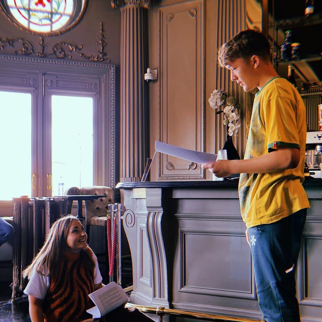 NewWimbTheatre's tweet photo. FIRST LOOK!📸

Rehearsal snaps are here for world premiere production Don't Shoot the Meistersinger - an explosive, comedy cracker of a WWI play!

Christmas 1914. Carol singing, football, enemies coming together. All this and some very explosive jam! 
🎟️ https://t.co/YI80bpBqql https://t.co/rNJtRABK92