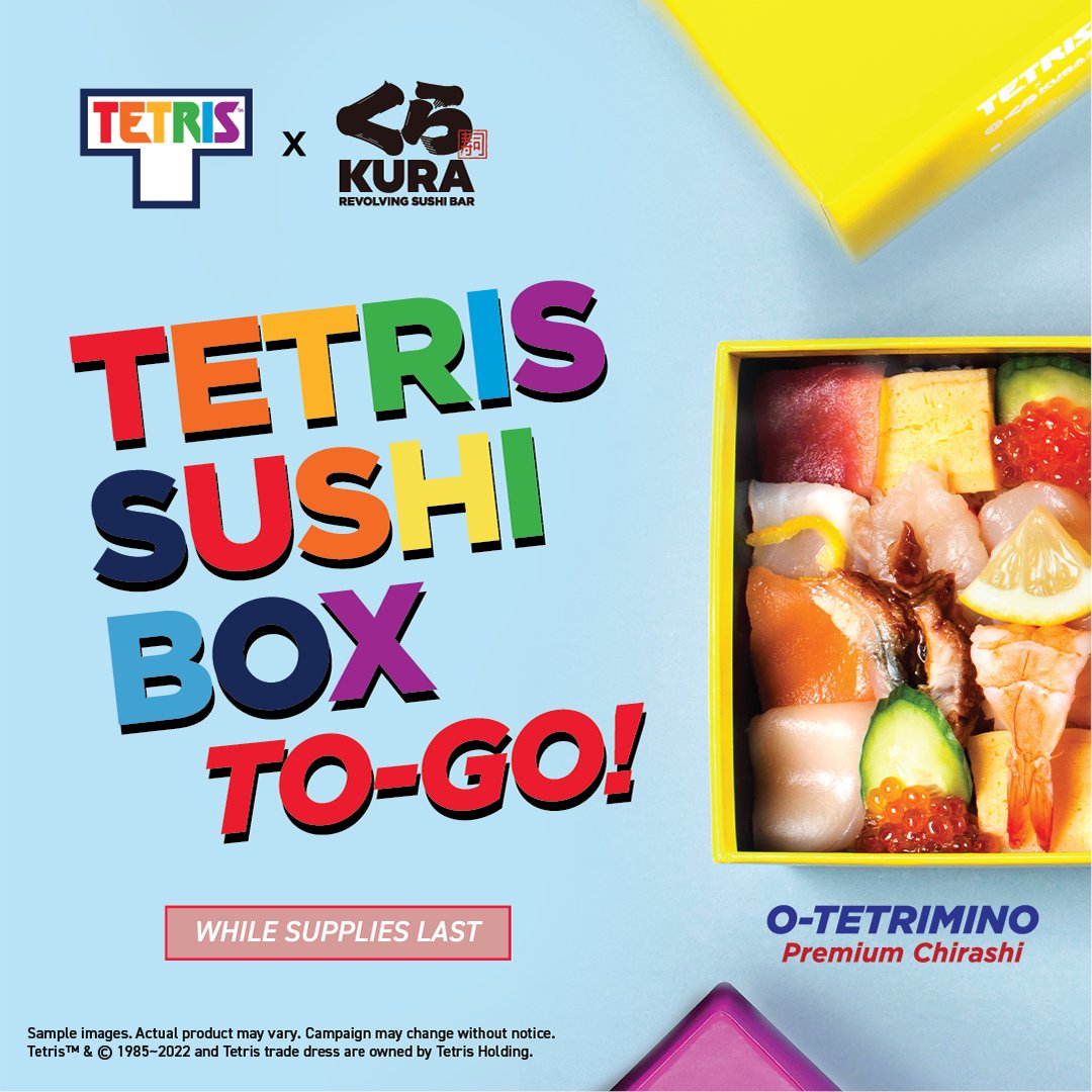 kurasushi_usa's tweet photo. 🍣🧩 Game Changer

@Tetris_Official x Kura Sushi Takeout Boxes will be available for a limited time at select Kura Revolving Sushi Bar locations beginning November 1! Enjoy while supplies last. Availability is not guaranteed. For more details, visit https://t.co/F5nSVhP3cw https://t.co/wflp7O6gTf
