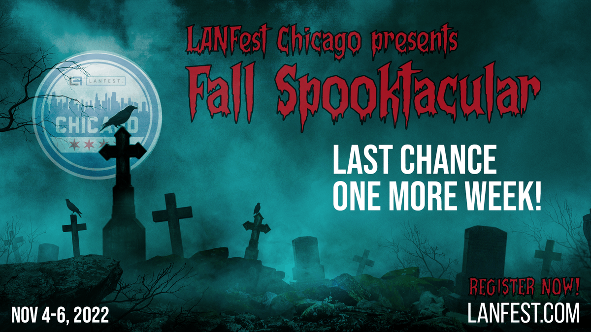 LANFESTgames's tweet photo. Just one week remaining for the Fall Spooktacular 2022! Are you ready for all the spooky events starting next Friday? We hope so!#LANFest #FallSpooktacular #LANFestChicago @ExtraLifeSTL
More information here: https://t.co/9JUljaH8Z6
Register here:... https://t.co/0jrGVAp6DA