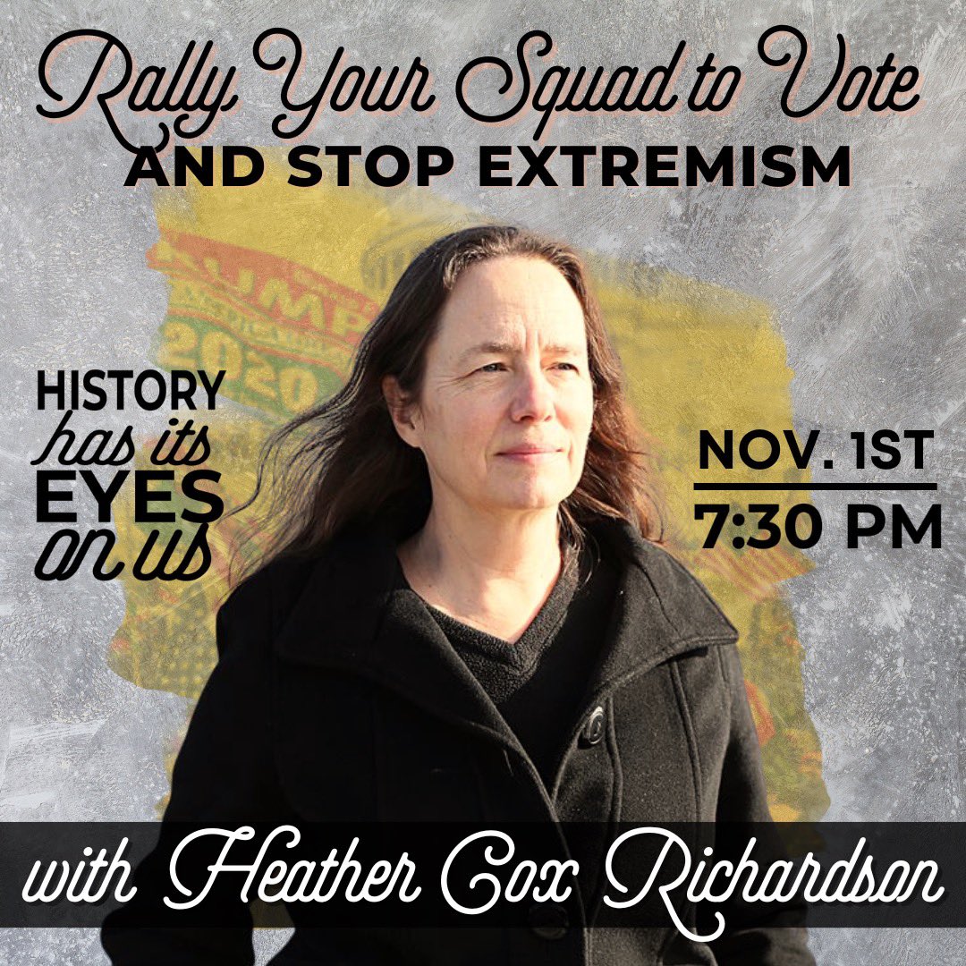 RedWineBlueUSA's tweet photo. Freaking out about the upcoming election? We certainly are! That’s why we reached out to the woman who can always put things into perspective, @HC_Richardson. Join us 11/1 as we discuss the election, democracy, and what you can do to help get out the vote! https://t.co/d1i4jnZJtl https://t.co/cdGVBZFSOx