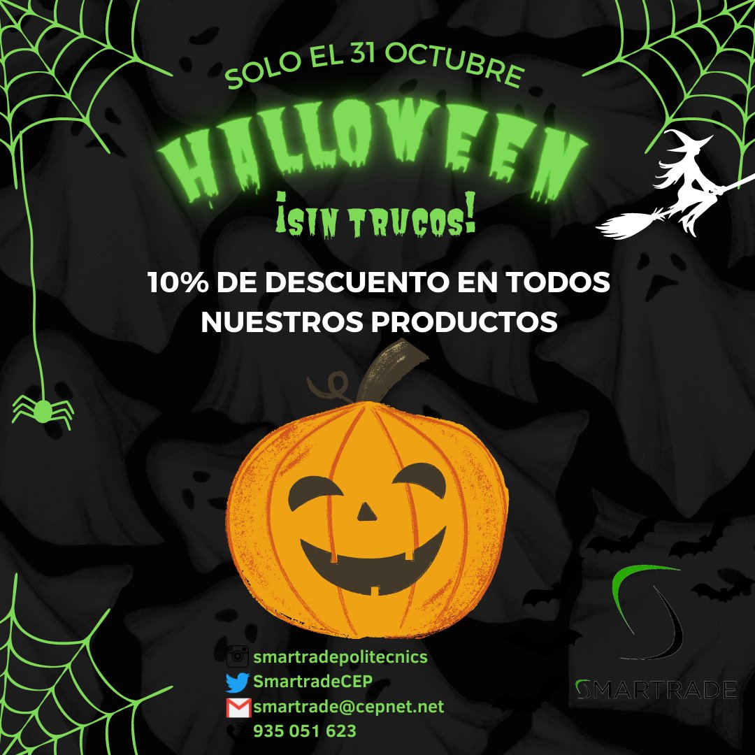 ¡¡¡Este HALLOWEEN nuestros precios están de MUERTE!!! 10% en toda la tienda!! 31 OCTUBRE DE 00:00 A 23:59👻😈👽🤡💀... más