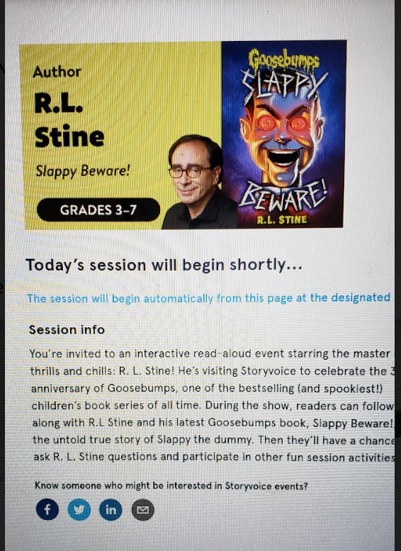 kriegerm16's tweet photo. So awesome hearing R.L. Stine read his latest book...and Slappy made an appearance. Thank you @Scholastic @MenloParkSchool #shinebrightedison https://t.co/zcPNLQtOEN