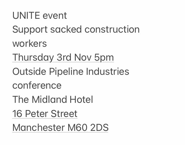 Important Solidarity protest for sacked @unitetheunion construction workers. Please support if you can 👇🏽👇🏽