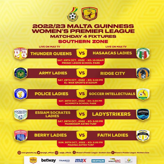 bamfo_irene38's tweet photo. 𝐔𝐏 𝐍𝐄𝐗𝐓 🔜
This weekend
@GhArmyLadiesFc vs @RidgeCityFC
🏟 El-Wak Stadium
⌚️ 3:00 PM GMT
🏆 Malta Guinness Women’s Premier League. @wplgh_official @abagri_nafisatu
#ArmyLadies #WeFearNoFoe https://t.co/PYP4ZQ6AZz