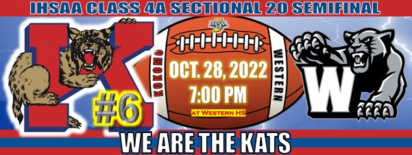 KHS_SID's tweet photo. GAME DAY! The Class 4A #6 Kokomo Wildkats (9-1) travel to Western (6-4) at 7 pm in sectional semifinal action. See you in there! ❤️💙🏈

📻 @1350AM_WIOU with @ChrisLowry_WIOU
🎟️ $7 cash only

@Kats_Principal @indsportstalk @MemorialManiac_ @KHS_AD @CoachA_Colby https://t.co/ori3SEa5EJ