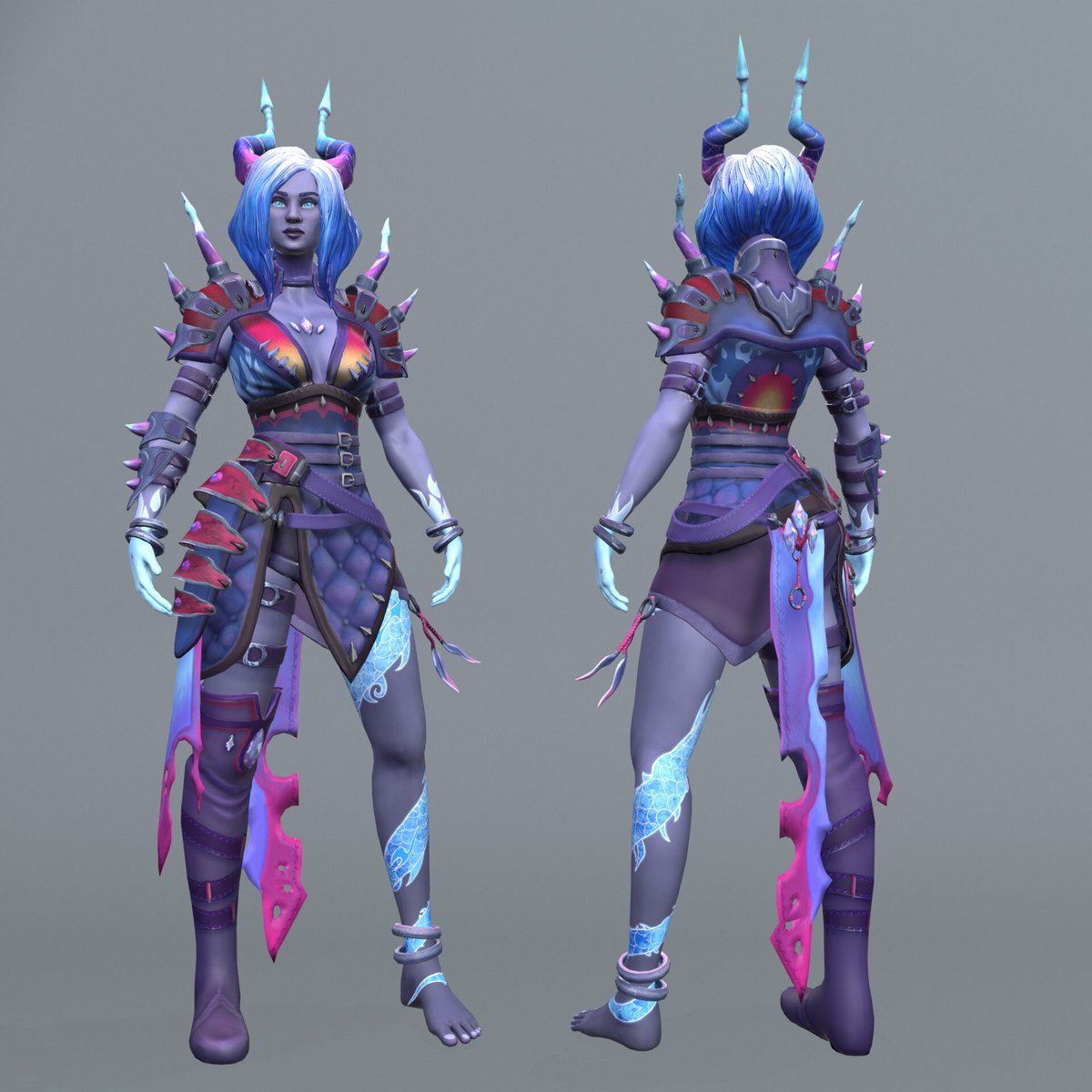 Cactisick's tweet photo. Вот такая работа получилась.
Ссылка на арту - "Fan Art Smite Pele Skin 'Dragon's Dagger '" by Vasilina Koroleva https://t.co/q8c1Y02xUm 
#artstation #digital3d #character #handpainted #textures #blender #zbrush #gameart #sculpt #marmoset #substance #artwork #3dmodel https://t.co/jSPCCWAW5m