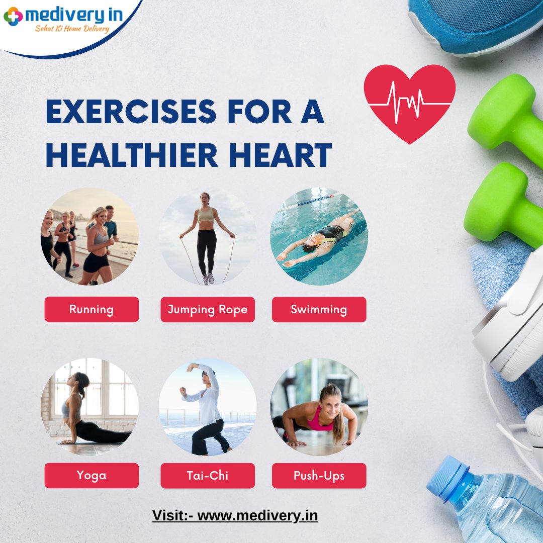 MediveryIn's tweet photo. “A healthy heart is the main source of your strength."
Do you know some exercise with help you to improve your heart health?
#healthyheart #excercise #goodhealth #excerciseguide #medivery #mediveryin https://t.co/0e941Xkdyw