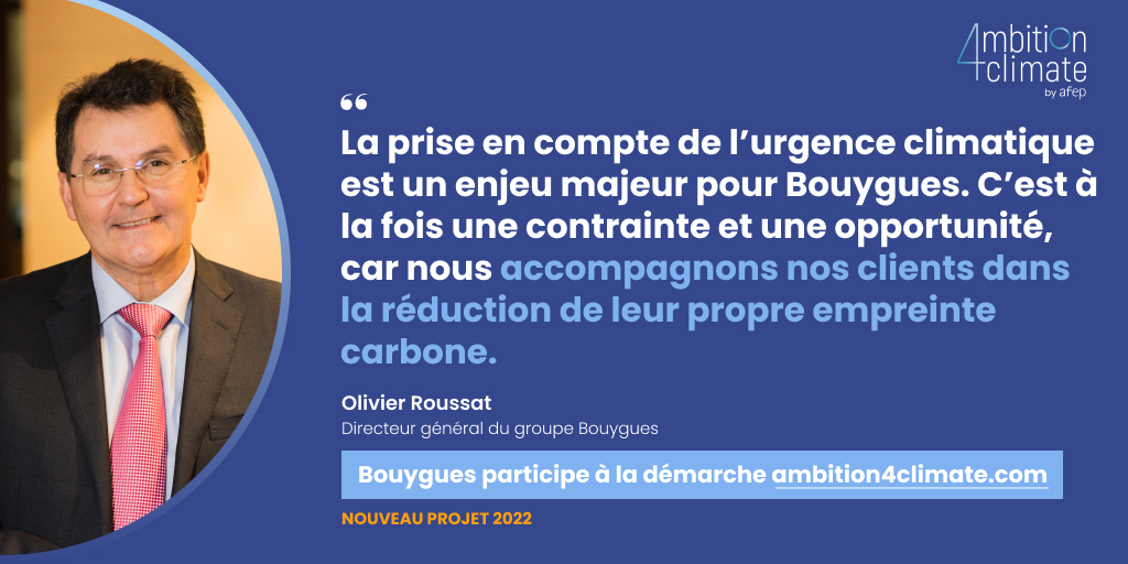 [#Ambition4Climate 🌍]

Le groupe Bouygues est profondément engagé pour répondre aux enjeux environnementaux d'aujourd'hui et de demain ; c'est au coeur de la stratégie climat déployée par les métiers ✅

#BY4Climate <a href="/Afep_/">Afep</a>