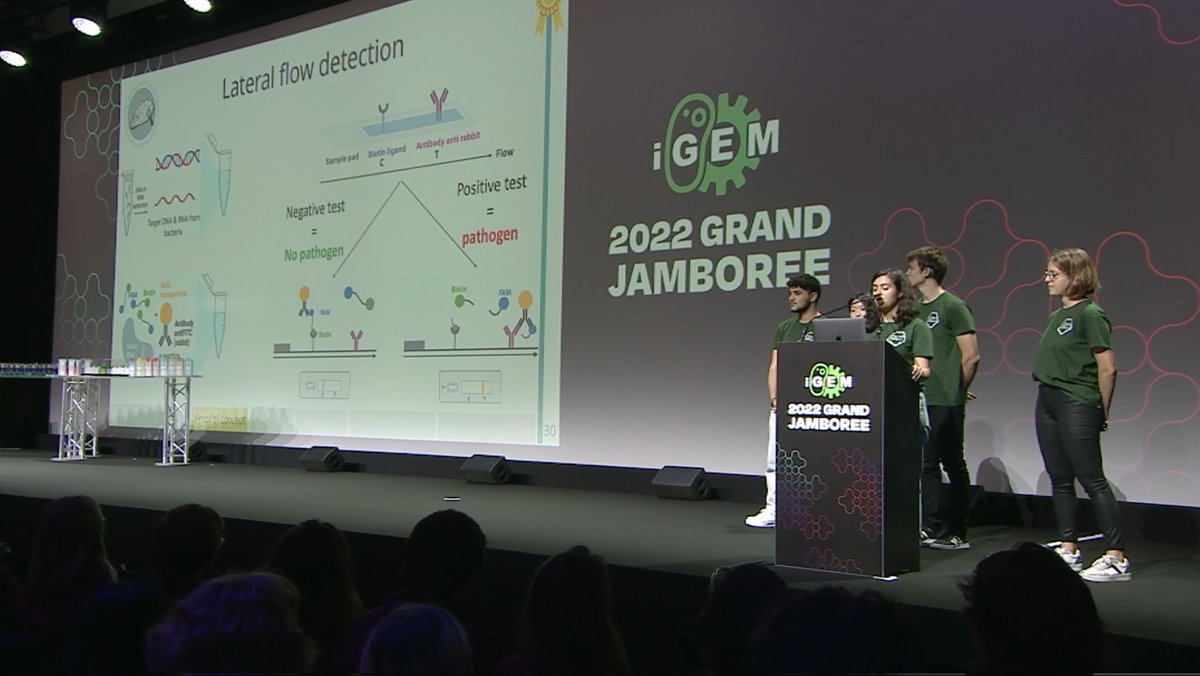 elsa_fristot's tweet photo. So proud of our @iGEM_Mtp team for their performance and their 2nd place on the podium at the #GrandJamboree 2022 with the Shell'Lock oyster disease diagnostic project ! 🏆🏅 Nominated in best nutrition project, best entrepreneurship and best wiki ! 
@umontpellier @iGEM #iGEM2022 https://t.co/dsN773fW7g