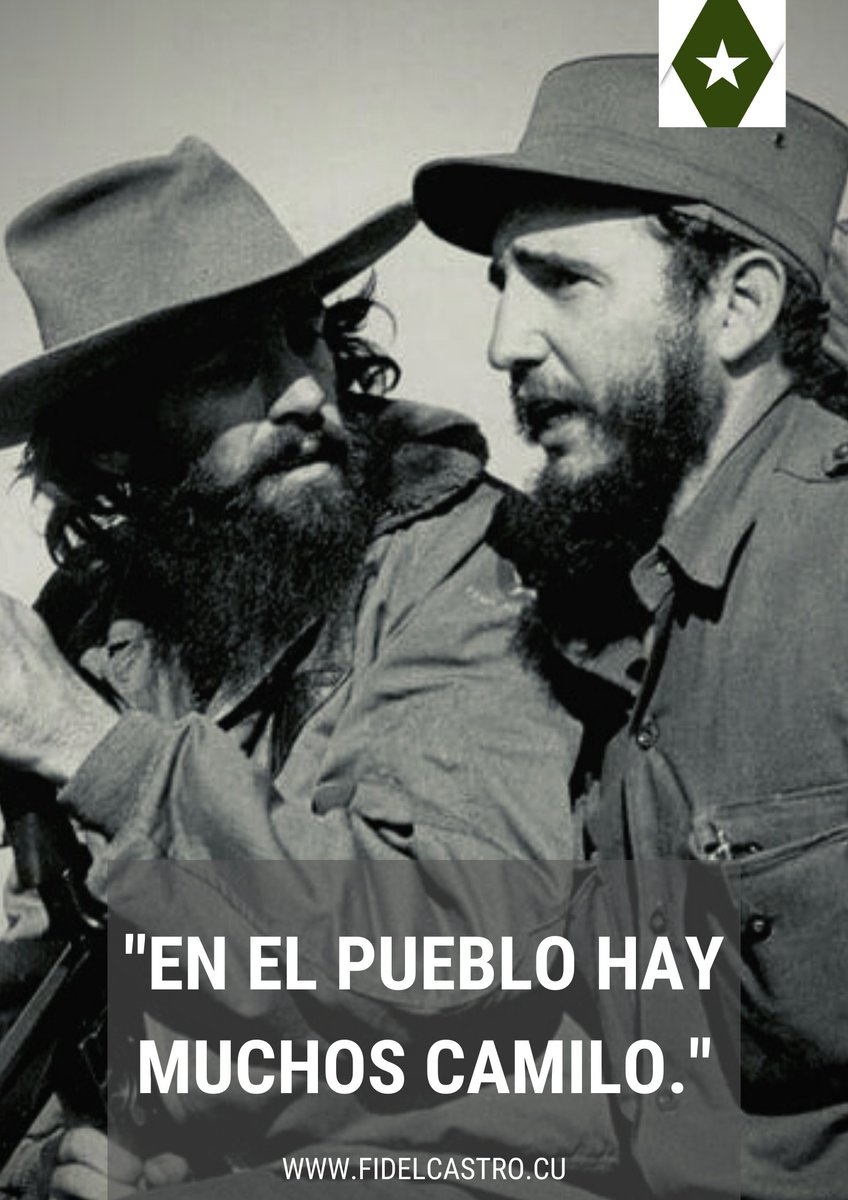 🇨🇺 #Fidel: "Camilo salió del pueblo, tuvo la posibilidad de potenciar y desarrollar sus extraordinarias facultades; pero cuando veo a nuestros jóvenes (...) me confirmo más y más en aquella profunda convicción de que en el pueblo hay muchos Camilo."  
#CamiloVive #Cuba