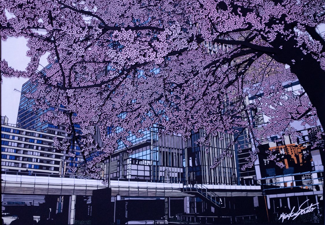 scenery no humans building cherry blossoms tree signature outdoors  illustration images