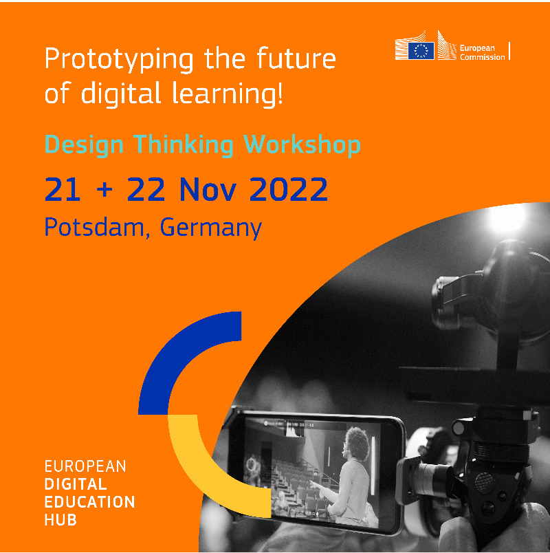 EUDigitalEdu's tweet photo. Are you interested in exploring new ways of teaching &amp; learning? 

#DigitalEducationHub offers yearly Design Thinking Workshops to innovate &amp; accelerate #EUDigitalEducation 🚀 

Find out more about prototyping the future of digital learning &amp; register before 30 Oct! 👇

#DEAP