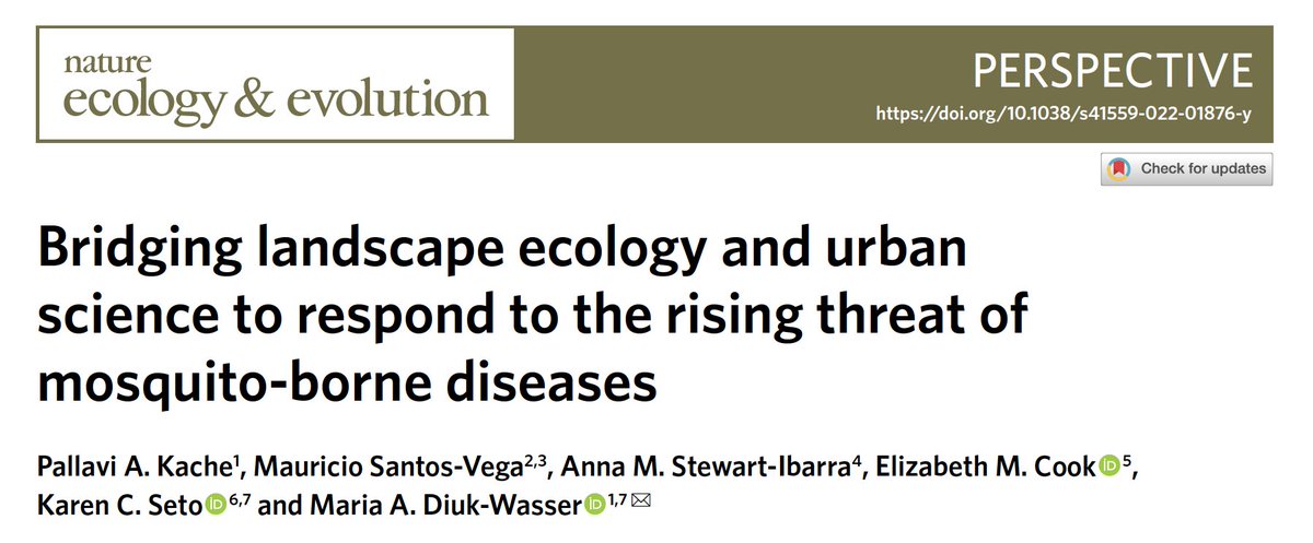 PallaviKache's tweet photo. 🚨 New framework paper on urban mosquito-borne disease out in @NatureEcoEvo this week! 

We build a #socioecological #urbansystems approach to understanding Aedes-borne disease risk, integrating theories from complex systems science, landscape ecology, and (human) urban geography https://t.co/rejpkeNKOV