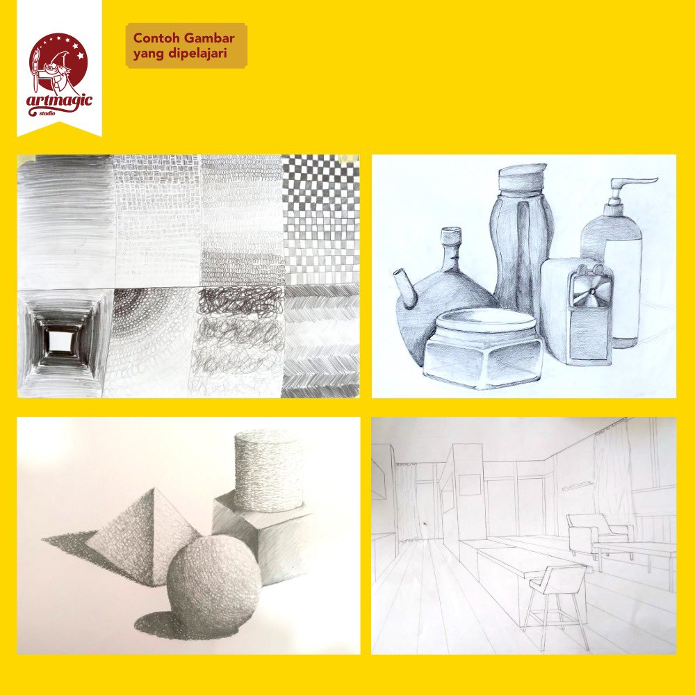 studio_artmagic's tweet photo. Gak pede dengan hasil gambarmu? Artinya kamu perlu tahu tekniknya dulu. 
Yuk belajar menggambar mulai dasar / basic bersama kami untuk segala usia.
Info lebih detail langsung aja DM / Whatsapp ke 081-2323-01422

#lesgambar #kursusgambar
#belajargambar #basicdrawing #gambardasar https://t.co/wDEDRxvrJ0