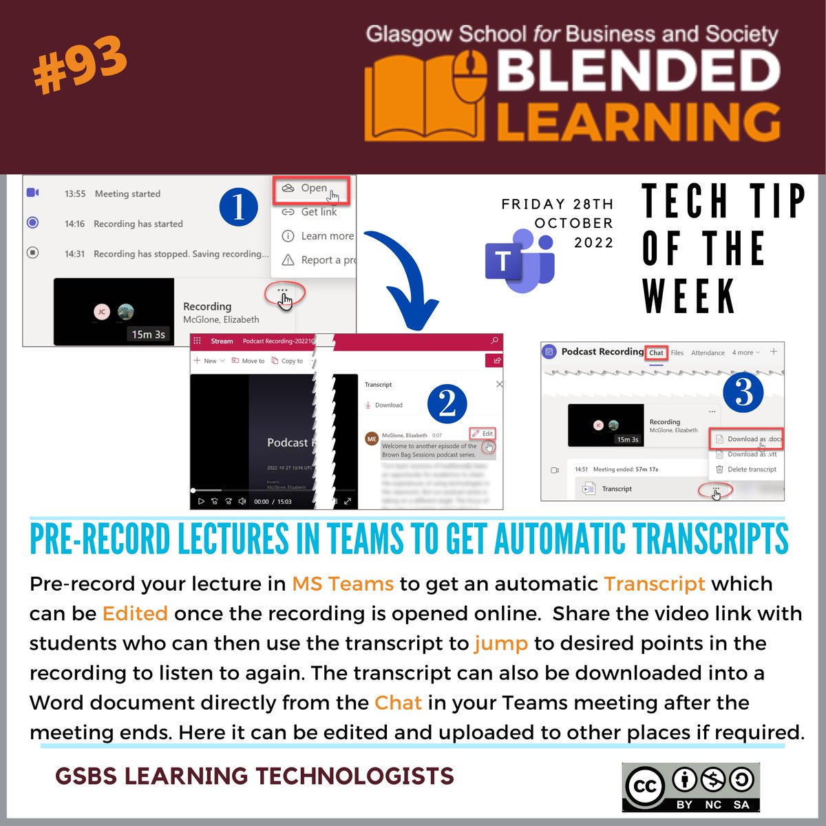 GSBS learntech (@gsbslearntech) on Twitter photo This week's Tech tip is another <a href="/MicrosoftTeams/">Microsoft Teams</a> one indicating how you can get automatic transcripts if you opt to pre-record your <a href="/GCU_GSBS/">Glasgow Caledonian University GSBS</a> lectures in Teams. #GSBSTTotW This week's Tech tip is another <a href="/MicrosoftTeams/">Microsoft Teams</a> one indicating how you can get automatic transcripts if you opt to pre-record your <a href="/GCU_GSBS/">Glasgow Caledonian University GSBS</a> lectures in Teams. #GSBSTTotW