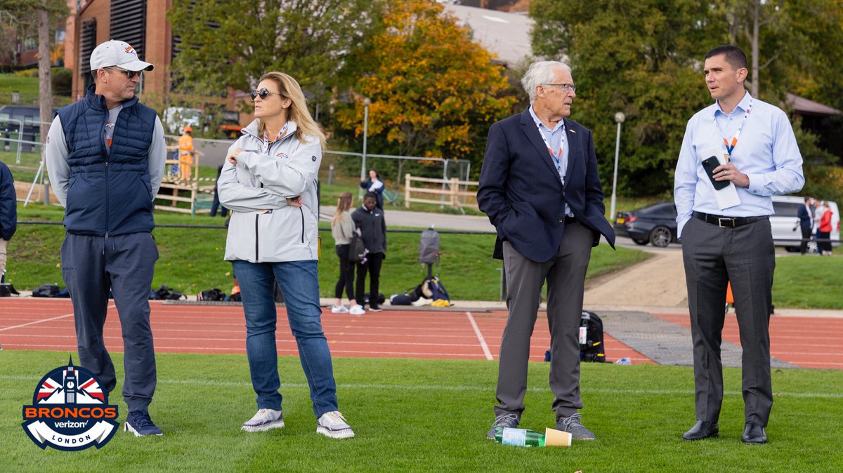 Owners Rob Walton &amp; Carrie Walton Penner checking out today’s practice in London! 🇬🇧🏈