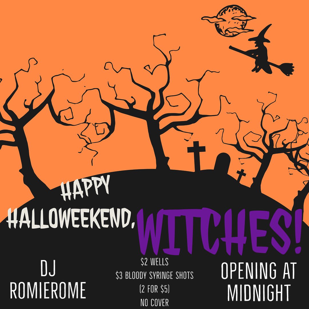 clubmilanos's tweet photo. 👻HAPPY HALLOWEEKEND, FLYERS!👻

REMEMBER-We are closing from 9:30-midnight for a private party. We will see you at 12:01! 

Want club Milano's and a DJ for your next event or private party? DM us! https://t.co/VxFoxNX4gZ