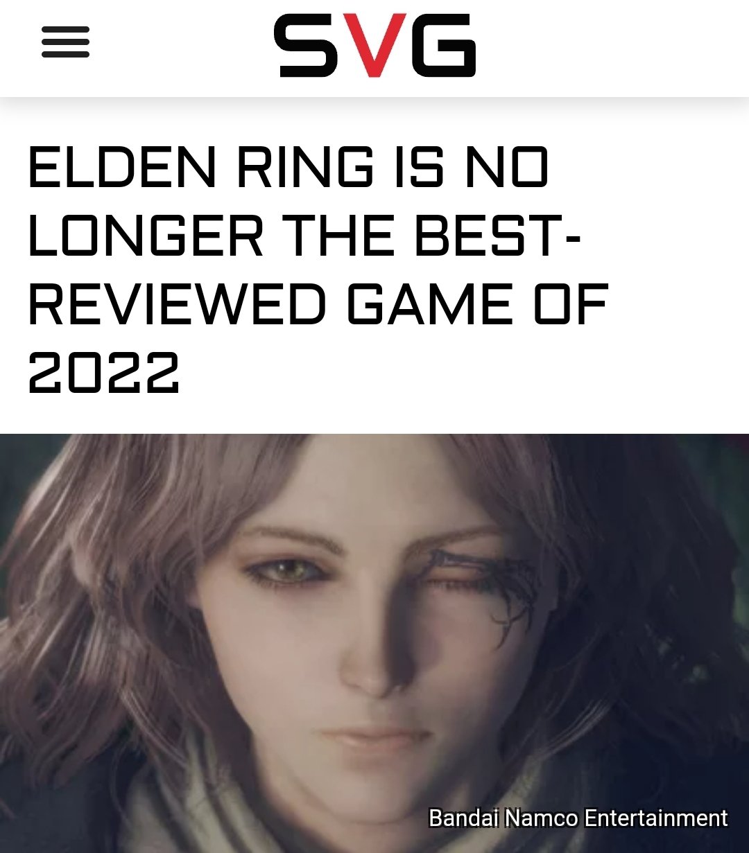 Elden Ring Is No Longer The Best-Reviewed Game Of 2022