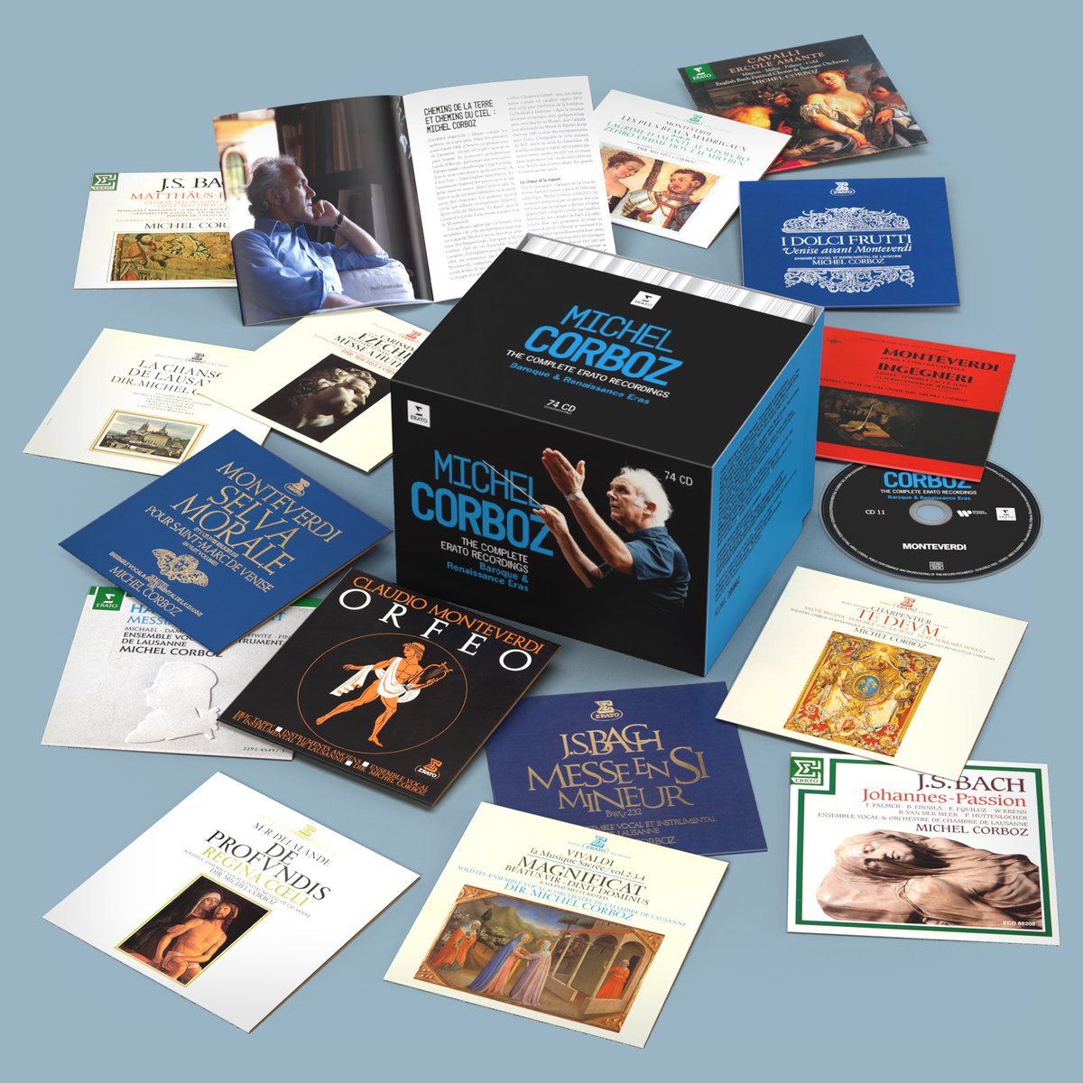 Dedicated largely to accompanied and unaccompanied vocal music, this vast 74-disc collection compiles all the Erato recordings that the late Swiss conductor Michel Corboz made of repertoire from the Baroque and Renaissance Eras. Out now: w.lnk.to/emcTW