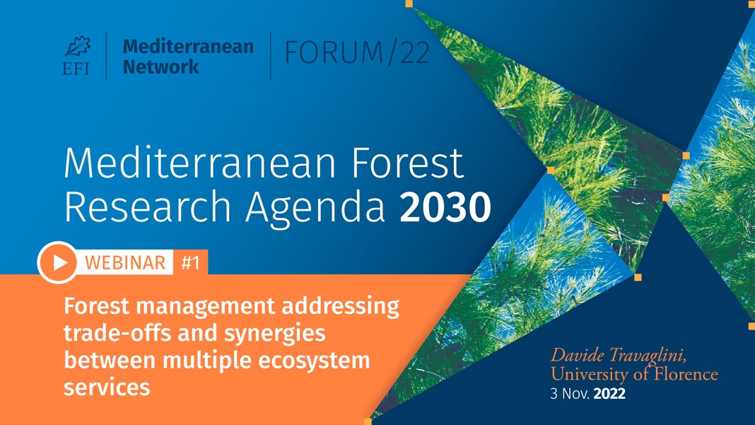 efimedfacility's tweet photo. The first Mediterranean Forest Research Agenda 2030 webinar will take place on 3 November 🗓️

Learn more about #ForestManagement &amp; #EcosystemServices, among the priorities identified in the agenda!

Register now &amp; get ready for #EFIMedForum ⬇️
https://t.co/ZoXEoPDT1S https://t.co/FdJoxNptyO